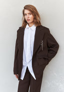 Oversize Жакет со сменным декором шоколадный